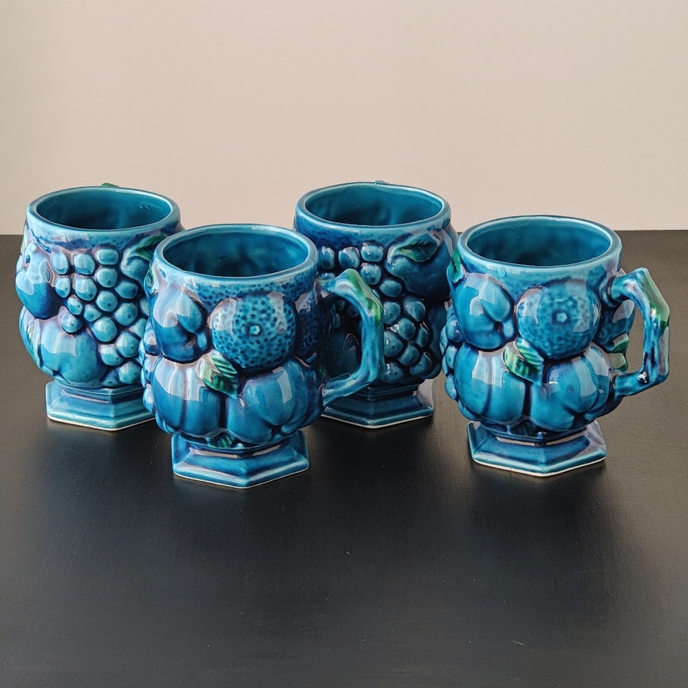 Vintage | Inarco Japan | Mood Indigo Blue 💙 | 4 mugs c.1960s